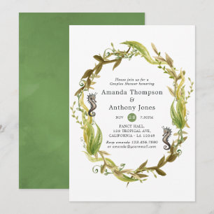 Invitación Ducha de boda para parejas de acuarela náutica con
