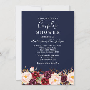 Invitación Ducha de boda parejas Marsala Burgundy Marina