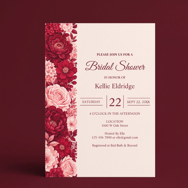 Invitación Ducha de Boda Rosa Rosa Roja (Subido por el creador)