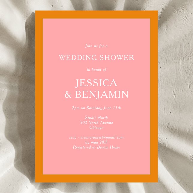 Invitación Ducha de Boda Rosa y Naranja Simple Moderna (Subido por el creador)