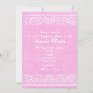 Invitación Ducha de Boda Rústica de Encaje Rosa Country Weste