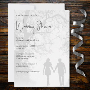 Invitación Ducha de Boda Silueta de Parejas Modernas
