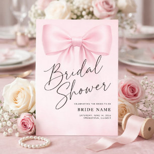 Invitación Ducha de Boda Simple Elegante con Lazo de Raya
