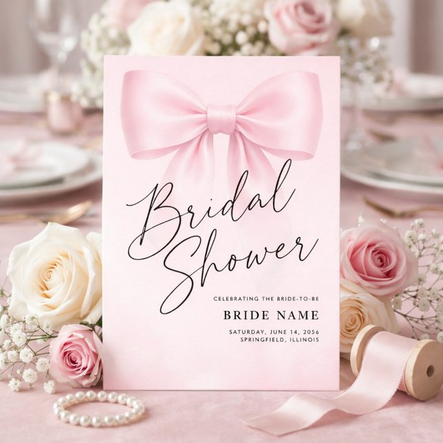 Invitación Ducha de Boda Simple Elegante con Lazo de Raya (Subido por el creador)