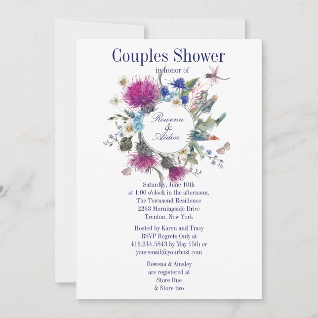 Invitación Ducha de bodas 3 de escarabajo escarpado escocés (Anverso)