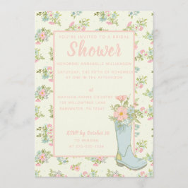 Invitación Ducha de bodas con lluvia rosa e marfil