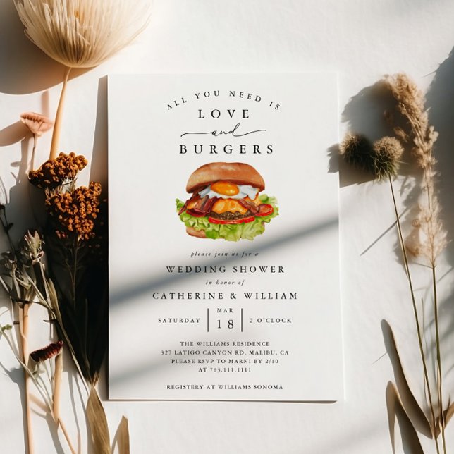 Invitación Ducha de bodas de amor y hamburguesas (Subido por el creador)