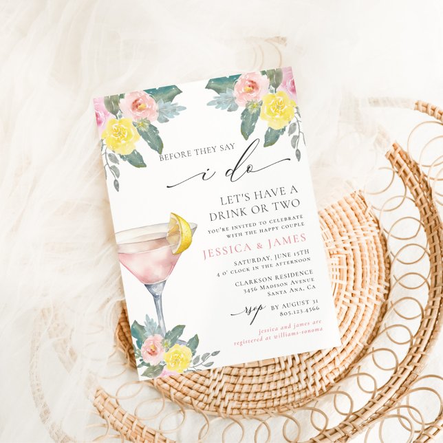 Invitación Ducha de bodas de cóctel brillante (Subido por el creador)
