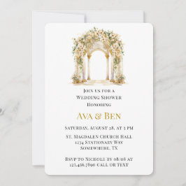 Invitación Ducha de bodas de la Iglesia blanca y del oro