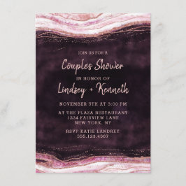 Invitación Ducha de bodas de la pareja de oro de Borgoña y Ro