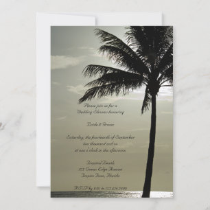 Invitación Ducha de bodas de la playa de la silueta de la pal