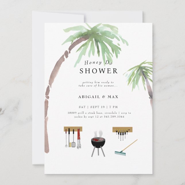 Invitación Ducha de bodas de miel tropical Do Parejas (Anverso)