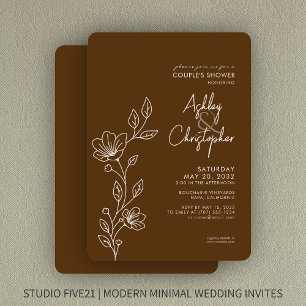 Invitación Ducha de bodas de nuez marrón moderna