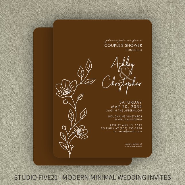 Invitación Ducha de bodas de nuez marrón moderna (Subido por el creador)