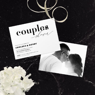 Invitación Ducha de bodas de parejas con foto minimalista mod