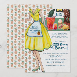 Invitación Ducha de bodas de parejas de barbacoa   Pareja Vin