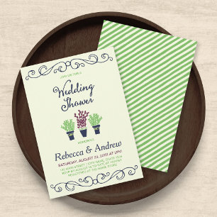 Invitación Ducha de bodas de plantas verdes potentadas
