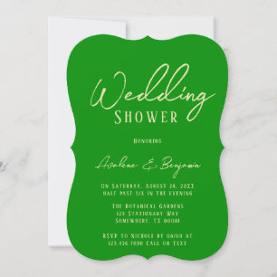 Invitación Ducha de bodas de tipografía verde de césped y bos