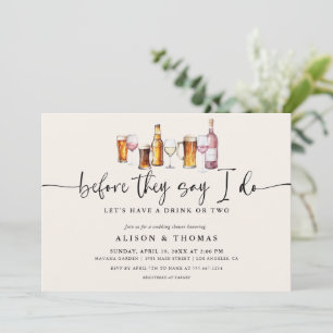 Invitación Ducha de bodas de vino y cerveza   Parte de compro