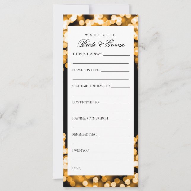 Invitación Ducha de bodas desea luces espumosas de oro (Anverso)