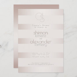 Invitación Ducha de bodas | Elegante Rubor Moderno Pearl Stri