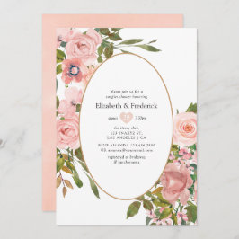 Invitación Ducha de bodas florales Rubor rosa y Rosa