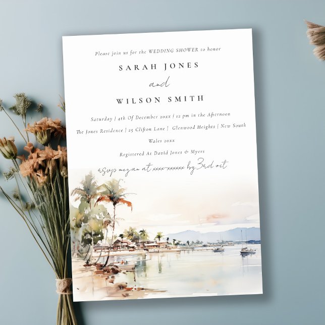 Invitación Ducha de bodas paisajísticas de Montego Bay Jamaic (Subido por el creador)
