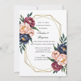 Invitación Ducha de bodas rosadas de la Marina Borgoña Rubor