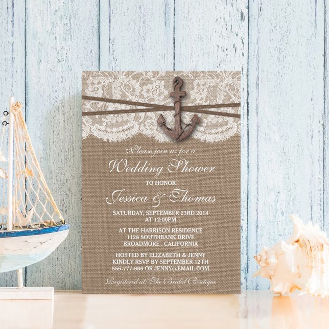 Invitación Ducha de bodas rustica náutica en la playa (Subido por el creador)
