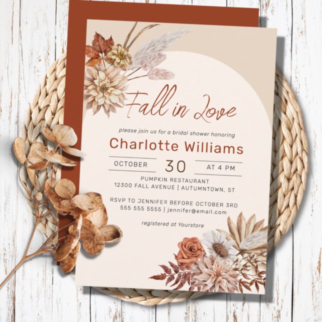 Invitación Ducha de Boho Terracotta Pampas Grass Floral Brida (Subido por el creador)