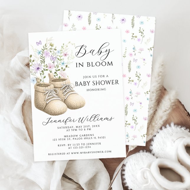 Invitación Ducha de Botitas Florales Bebé Neutral en Flor (Subido por el creador)