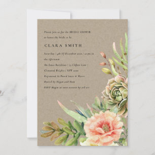 INVITACIÓN DUCHA DE BRIDAL DE LA CARRETERA DE CACTI, SUCULENT