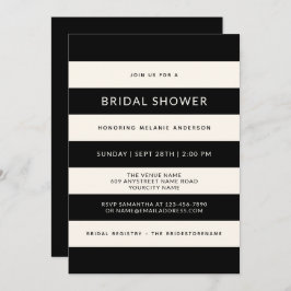Invitación Ducha de Bridal de Rayas Clásicas en Blanco y Negr