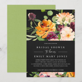 INVITACIÓN DUCHA DE BRIDAL FLORAL DE NARANJA AMARILLO DE RUBO