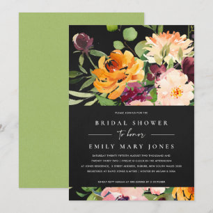 INVITACIÓN DUCHA DE BRIDAL FLORAL DE NARANJA AMARILLO DE RUBO