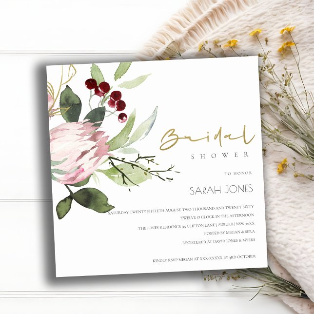Invitación DUCHA DE BRIDAL FLORAL DE Rubor PINK BURGUNDY PEON (Subido por el creador)