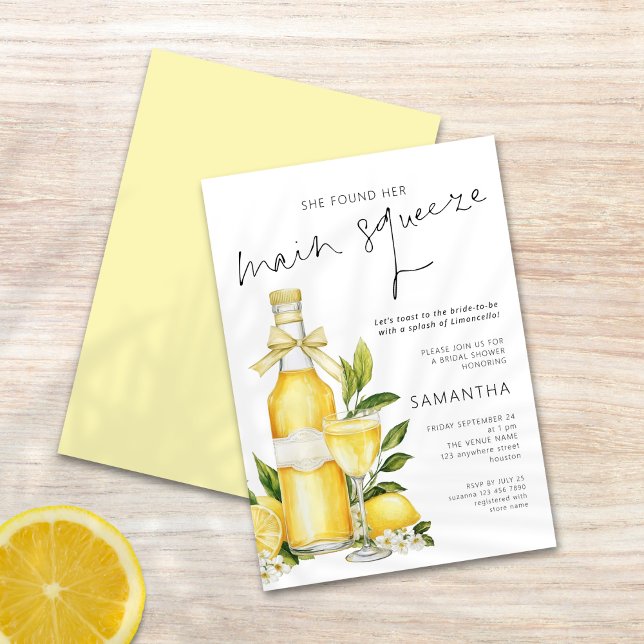 Invitación Ducha de Brigada de Limoncello principal (Front and back view)