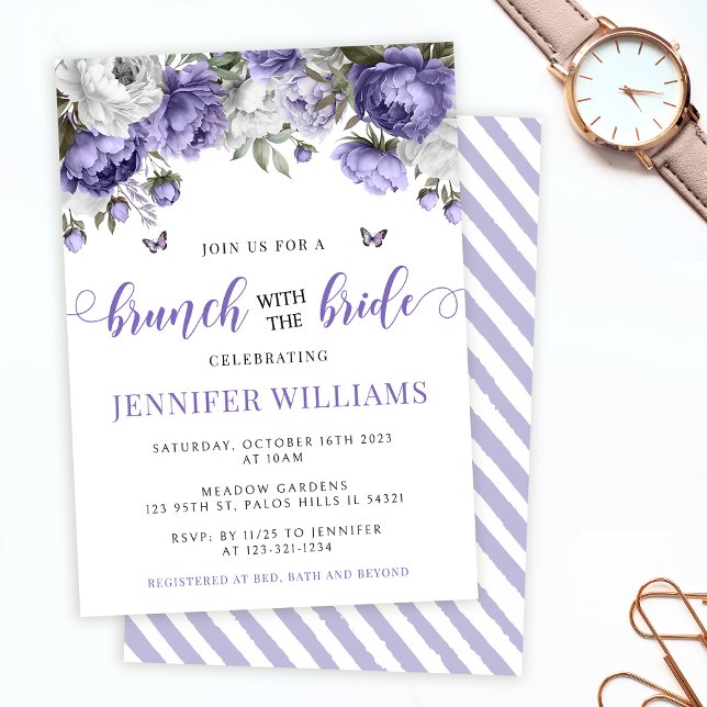 Invitación Ducha de brunch con flores y flores de lavanda (Subido por el creador)