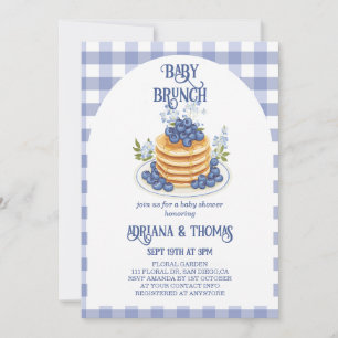 Invitación Ducha de Brunch de Bebé Panqueque de Arándano