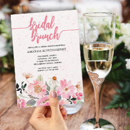 Invitación Ducha de brunch de novia floral rosa