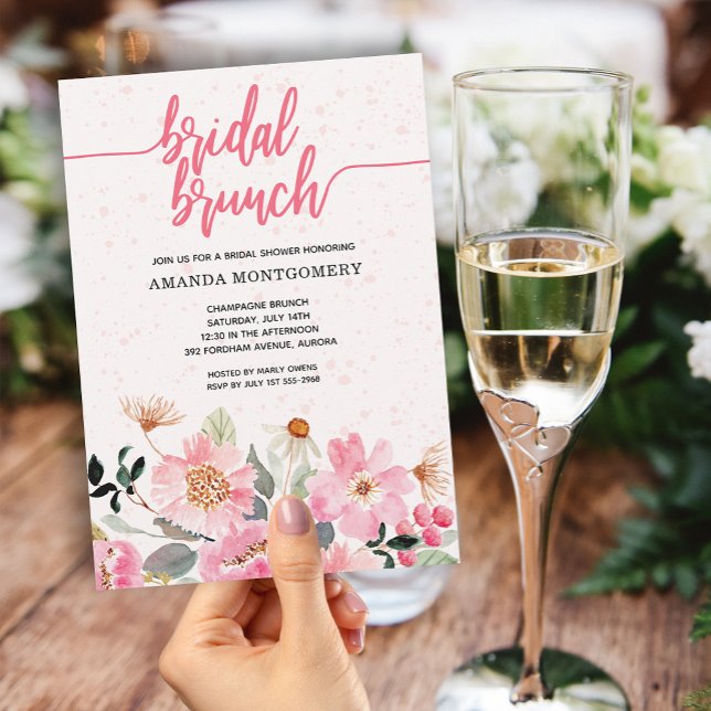 Invitación Ducha de brunch de novia floral rosa (Subido por el creador)