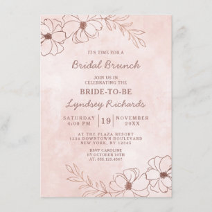 Invitación Ducha de brunch de novia rosa y Rosa de Rubor