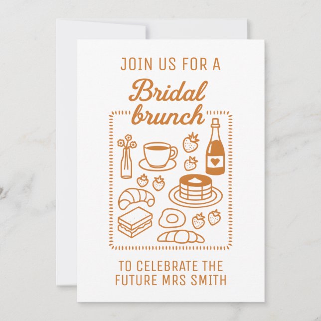 Invitación Ducha de brunch de novias de estilo moderno Doodle (Anverso)