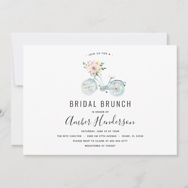 Invitación Ducha de brunch de novias para bicicletas de época (Anverso)