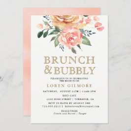 Invitación Ducha de brunch dorada floral de barro