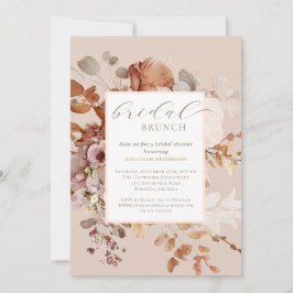 Invitación Ducha de brunch nupcial floral neutra y cálida
