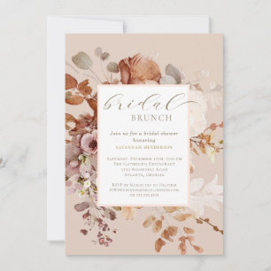 Invitación Ducha de brunch nupcial floral neutra y cálida