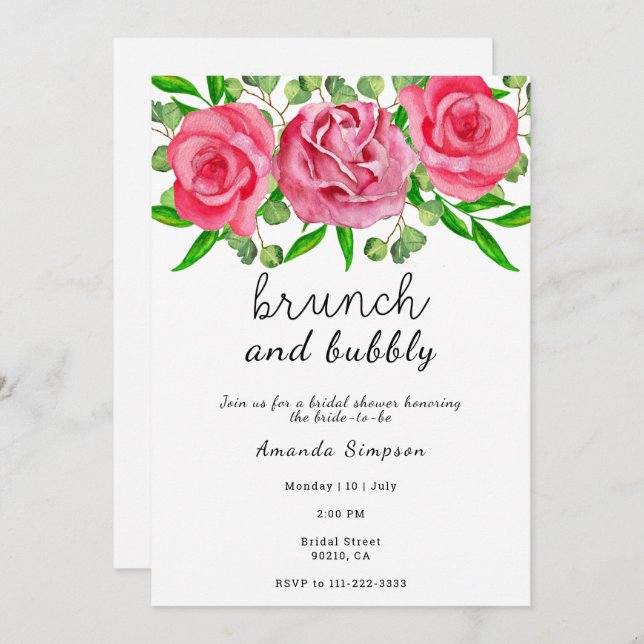 Invitación Ducha de brunch y burbuja de novia (Anverso / Reverso)