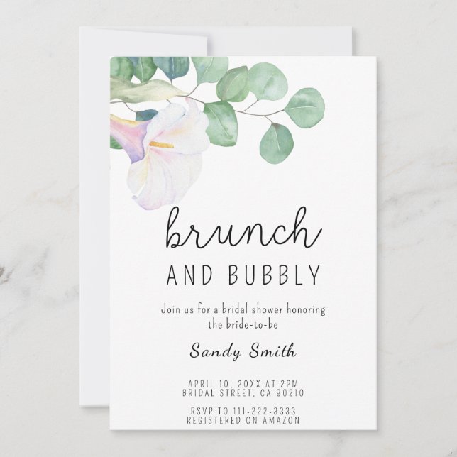 Invitación Ducha de brunch y burbuja de novia (Anverso)