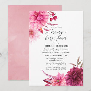 Invitación Ducha de Burgundy y Blush Floral Drive By